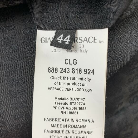 VERSUS by GIANNI VERSACE Size 10 Black Wool Solid Leather Trim Coat - Picture 7 of 8